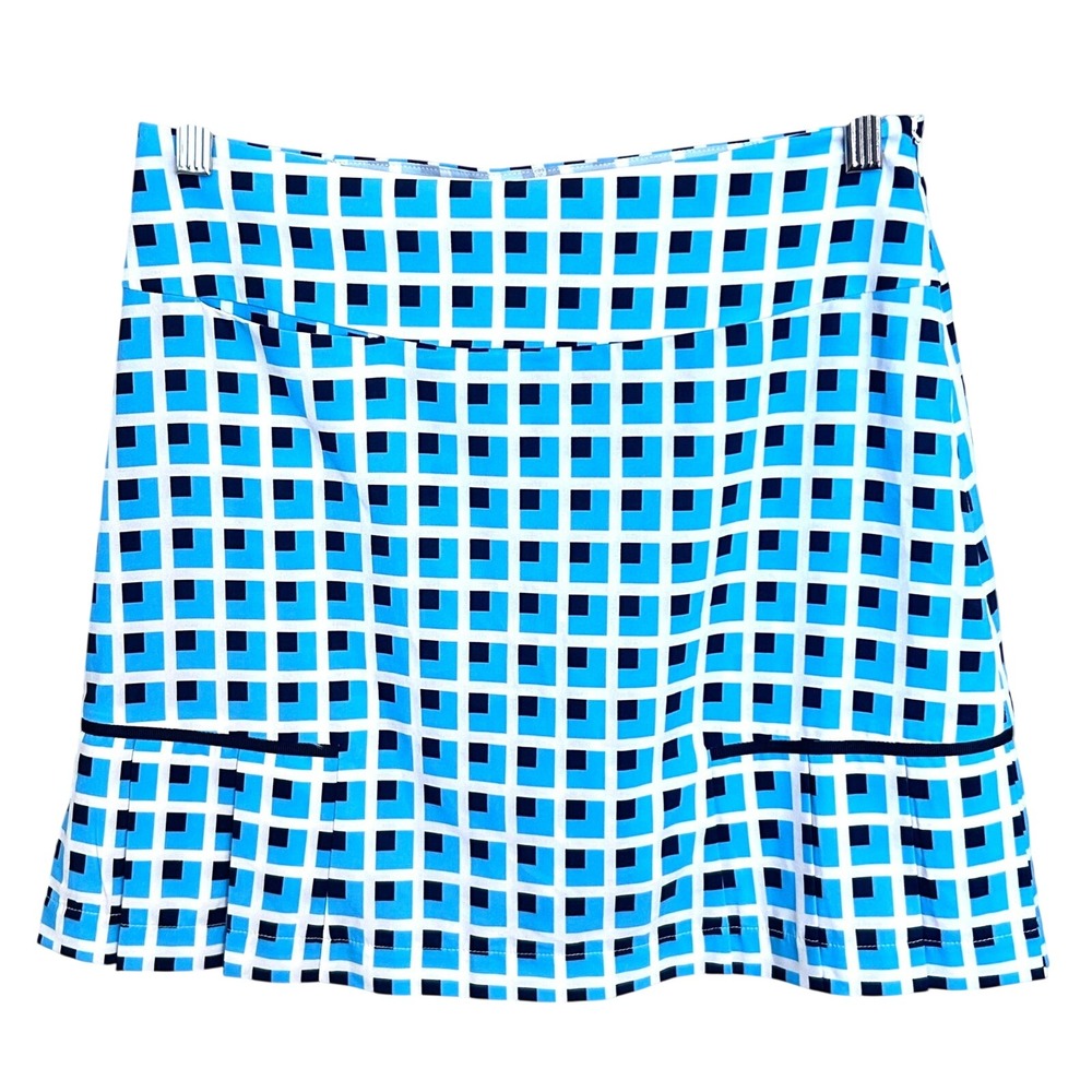 NEW Golftini Womens Blue Geometric Print Pleated Golf Skort Size 2 Skirt